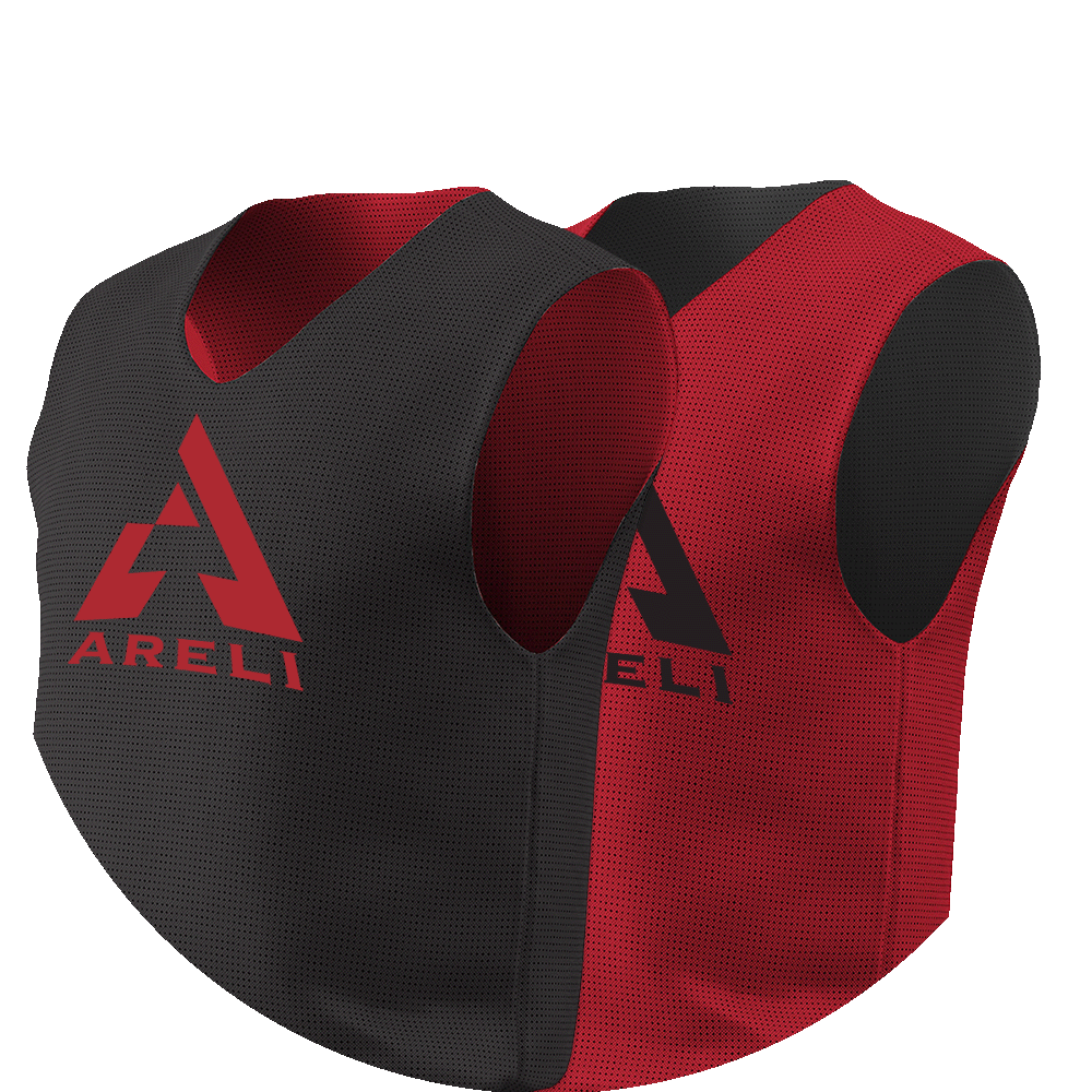 Black and red basketball pinnie with design