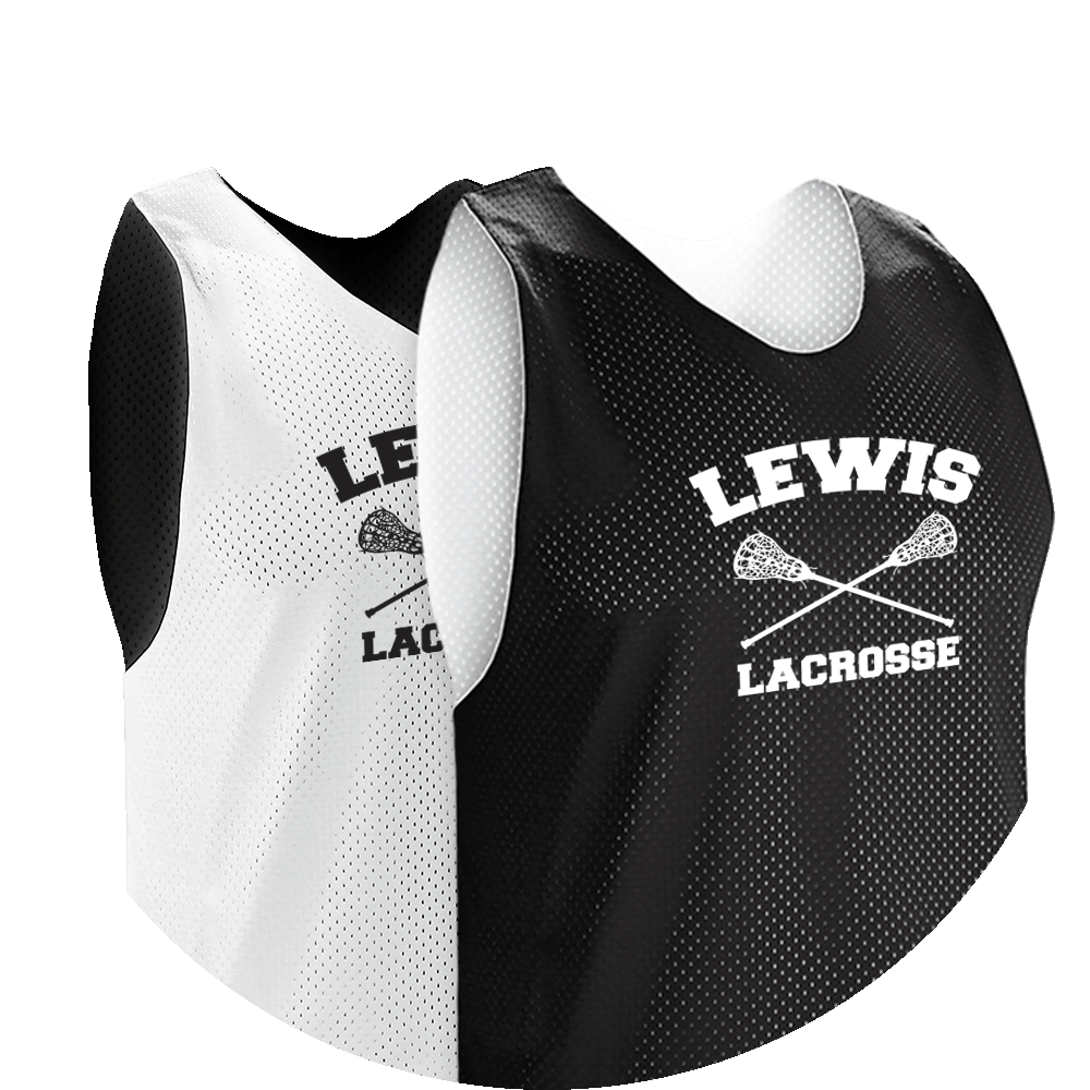 Black and white lacrosse pinnie with design